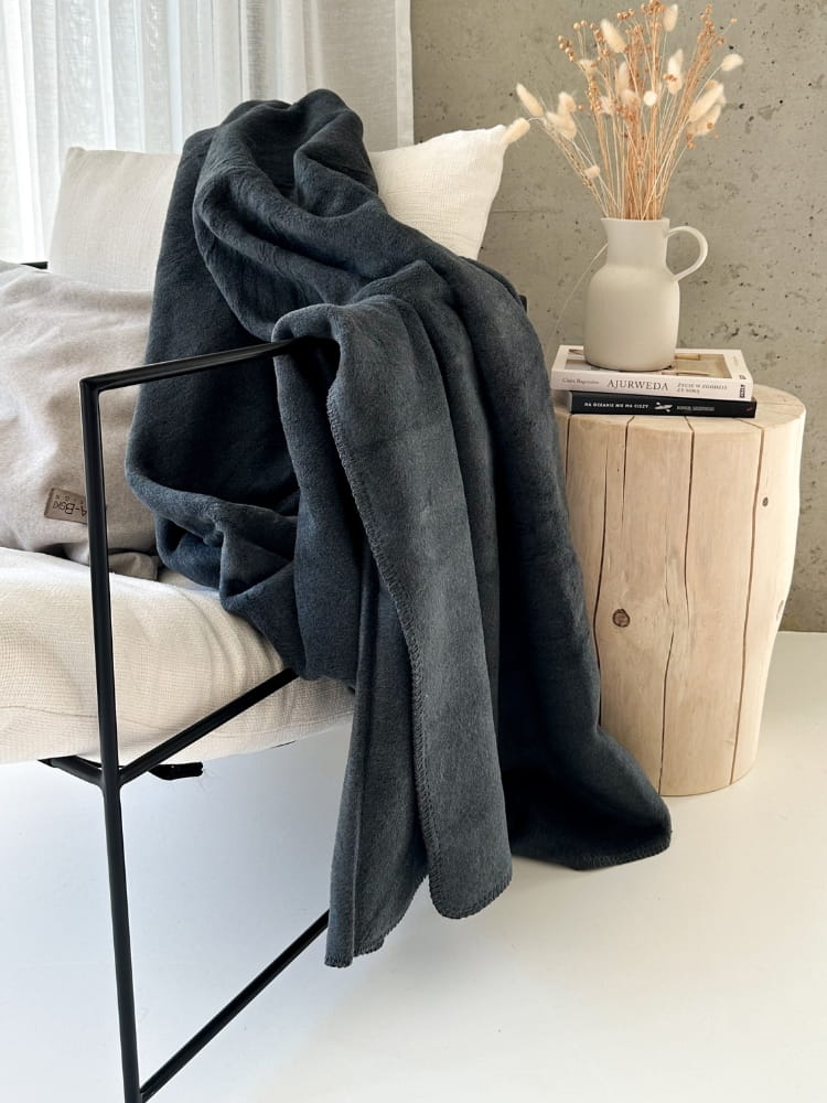 Koc Bawełniany KIMO Cozy Grafitowy