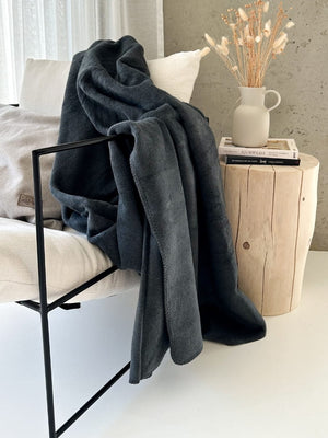 Koc Bawełniany KIMO Cozy Grafitowy