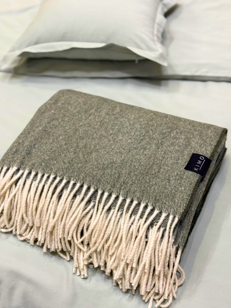 Koc KIMO Duet szałwia - 50% kaszmir 50% merino