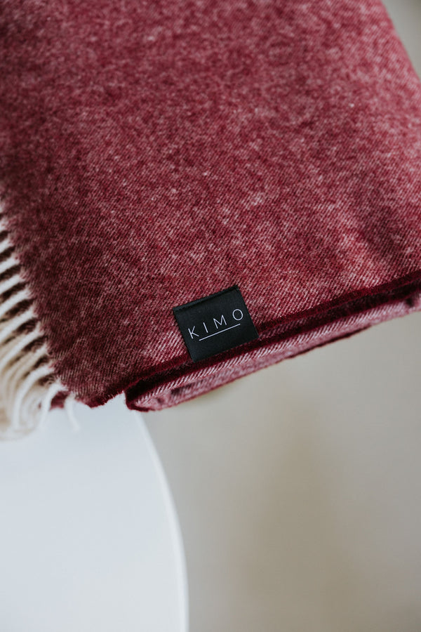 Koc Kimo Wool burgund - 100% wełna merino