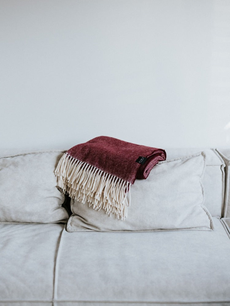 Koc Kimo Wool burgund - 100% wełna merino