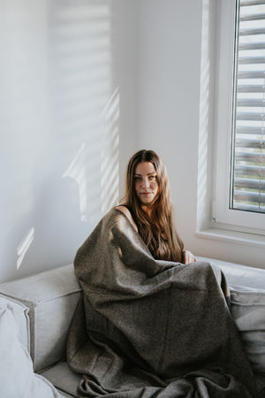 Koc Kimo Wool brązowy - 100% wełna merino