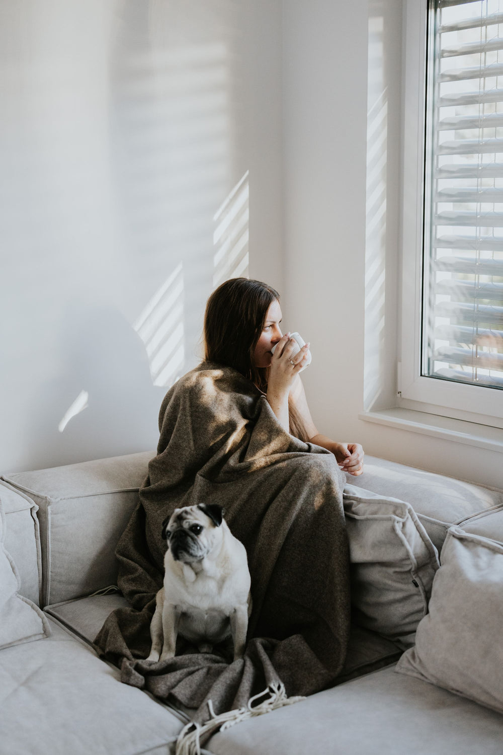 Koc KIMO Duet brąz - 50% kaszmir 50% merino