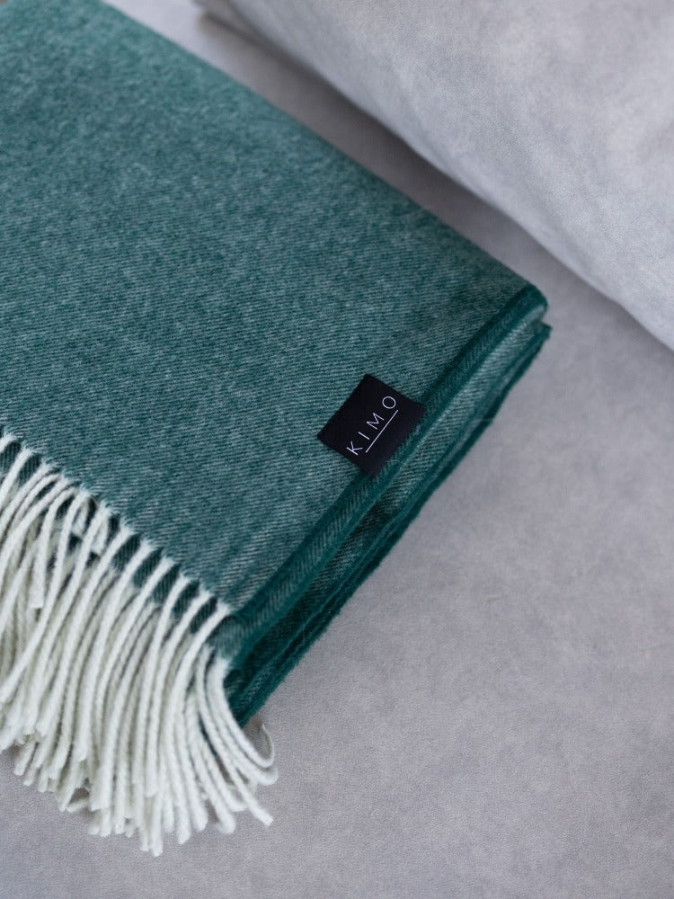 Koc Kimo Wool zielony - 100% wełna merino