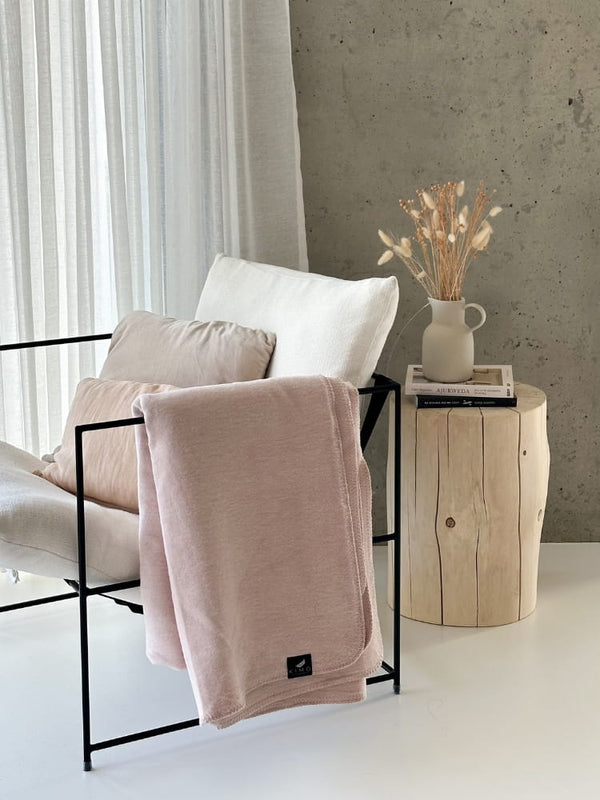 Koc Bawełniany KIMO Cozy pudrowy róż